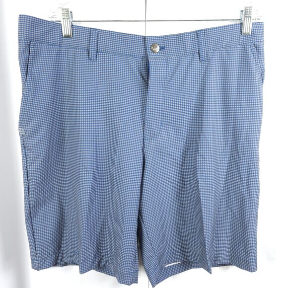 NWT Adidas Mens 36 Blue Gingham Check Ultimate365 Performance Golf Shorts - Picture 1 of 7